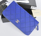 2014 Chanel Matelasse Zip Around Wallet Original Elephant pattern Leather C9559 Blue C9559