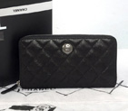 2014 Chanel Matelasse Zip Around Wallet Original Glazed Crackled Leather C009 Black C009