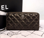 2014 Chanel Matelasse Zip Around Wallet Original Glazed Crackled Leather C009 Gray C009