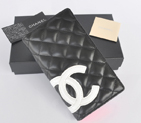 2014 Chanel Original Leather Black CC Logo Bi-Fold Wallet A26717 Black&White A26717