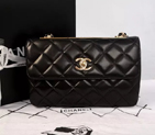 2014 Chanel Original Sheepskin Leather Flap Shoulder Bag A92235 Black A92235