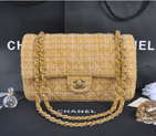 2014 Chanel Tweed Classic Flap Bag 1112 Gold 1112