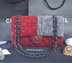 2014 Chanel Tweed Classic Flap Bag 1112 Grey&Red 1112