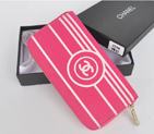 2014 Chanel Zip Around Canvas Wallet C226 Dark Rose C226