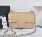 2014 Chanel mini Classic Flap Bag Apricot Original Sheekskin A1116 Silver A1116