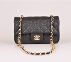 2014 Chanel mini Classic Flap Bag Caviar Leather 1117 Black in Gold 1117