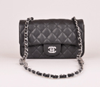 2014 Chanel mini Classic Flap Bag Caviar Leather 1117 Black in Silver 1117