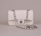 2014 Chanel mini Classic Flap Bag Caviar Leather 1117 White in Silver 1117