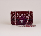 2014 Chanel mini Classic Flap Bag Maroon Patent Leather 1117 Silver 1117