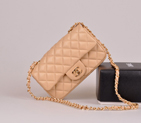 2014 Chanel mini Classic Flap Bag Original Apricot Sheekskin leather 1117 Gold 1117