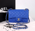 2014 Chanel mini Classic Flap Bag Original Cannage Pattern Nubuck Leather 1117 Blue with Silver 1117