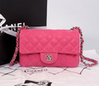 2014 Chanel mini Classic Flap Bag Original Cannage Pattern Nubuck Leather 1117 Rose with Silver 1117