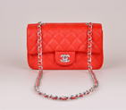 2014 Chanel mini Classic Flap Bag Red Caviar Leather 1117 Silver 1117