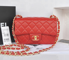 2014 Chanel mini Classic Flap Bag Red Original Sheekskin A1116 Gold A1116