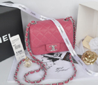 2014 Chanel mini Classic Flap Bag Rose Original Caviar leather A1115 Silver A1115