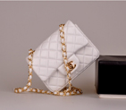 2014 Chanel mini Classic Flap Bag White Original Sheekskin leather A1115 Gold A1115