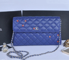 2014 Chanel plaid ladybug flap bag A688389 in Blue A688389