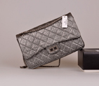 2014 Fashion Chanel A28668 Grey Original Glazed Crackled Veins Leather Classic Falp Bag Silver A28668