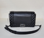 2014 LE Boy Chanel A67949 Black Flap Shoulder Bag in Calfskin Leather A67949