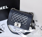 2014 LE Boy Chanel Flap Shoulder Bag Original Sheepskin Leather A67063 Dark Blue A67063