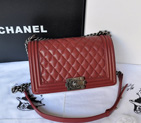 2014 LE Boy Chanel Flap Shoulder Bag Original Sheepskin Leather A67086 Claret with Silver hardware A67086