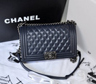 2014 LE Boy Chanel Flap Shoulder Bag Original Sheepskin Leather A67086 Dark blue with Silver hardwar A67086