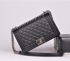 2014 Le Boy Chanel A90164 Flap Shoulder Bag Original Leather in Black A90164