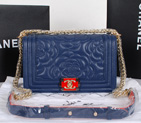 2014 Le Boy Chanel Flap Shoulder Bag Original Leather A68915 Blue A68915