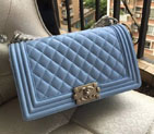 2015 Boy Chanel Flap Shoulder Bag Original Caviar Leather A67086 SkyBlue with Silver A67086