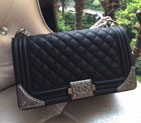 2015 Boy Chanel Flap Shoulder Bag Original Leather A67086 Black with Silver A67086