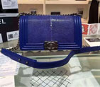 2015 Boy Chanel Flap Shoulder Bag Original Pearl Leather A67086 Blue with Ancient Silver A67086