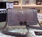 2015 Boy Chanel Flap Shoulder Bag Original Pearl Leather A67086 Gray with Ancient Silver A67086