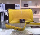 2015 Boy Chanel Flap Shoulder Bag Original Pearl Leather A67086 Lemon with Ancient Silver A67086