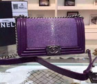 2015 Boy Chanel Flap Shoulder Bag Original Pearl Leather A67086 Purple with Ancient Silver A67086