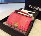 2015 Boy Chanel Flap Shoulder Bag Python Leather A66095 Rose&Pink with Gold A66095