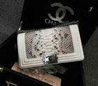 2015 Boy Chanel Flap Shoulder Bag Python Leather A66095 White A66095