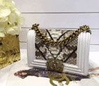 2015 Boy Chanel Flap Shoulder Bag Python Leather A67085 White A67085