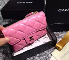 2015 CHANEL Chanel A69080 Matt Sheepskin leather coin case with card case Pink Gold metal fittings A69080