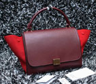 2015 Celine Trapeze Bag Original Leather C3345 Burgundy&Red