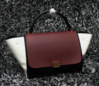 2015 Celine Trapeze Bag Original Leather C3345 Burgundy&White&Black