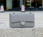 2015 Chanel 1112 Flap Bag Caviar Leather Gray with Silver 1112