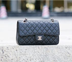 2015 Chanel 1112 Flap Bag Original Caviar Leather Black with Silver 1112