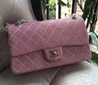 2015 Chanel 2.55 Series Flap Bag Original Calfskin Leather 1112 Pink with Silver 1112