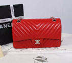 2015 Chanel 2.55 Series Flap Bag Original Sheepskin Leather 1112 Red with Silver 1112