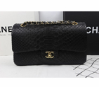2015 Chanel 2.55 Series Flap Bag Original Snake Leather 1112 Black 1112