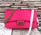 2015 Chanel 2.55 Series Flap Bag Original Snake Leather 1112 Rose 1112