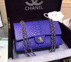 2015 Chanel 2.55 Series Flap Bag Python Leather A1112 Blue with Gold A1112