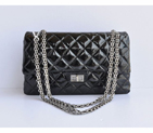 2015 Chanel A30226 Black Patent Leather Flap Bag Antique Silver A30226