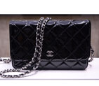 2015 Chanel A33814 Black Original Patent Leather mini Flap Bag Silver A33814