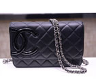 2015 Chanel A33814 Black Original Sheepskin Leather Mini Flap Bag Silver A33814